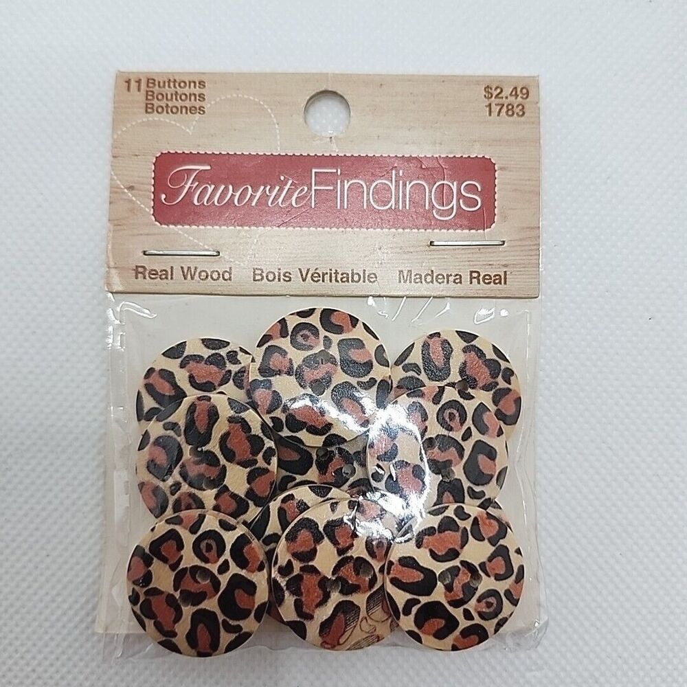 Blumenthal Lansing Wood Animal Cheetah Print Buttons 7/8" 22mm Flat 11 Ct.
